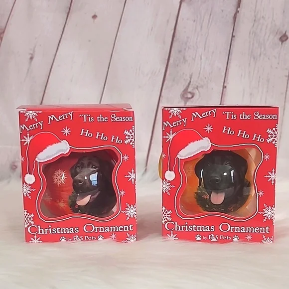 🆕️ Kirkland's Christmas Ornament Labrador Retreiver Lab Dog Pair of Ornaments - Picture 1 of 15